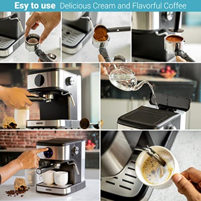 1.5L Digital Cappuccino Maker 850W 20 Bar Pressure 2 Cups Dual Filter With Detachable Tank Touch Panel Overheat Over Pressure Safe 2 Years Warranty, Mulit Color, Gcm41511 - Image 3