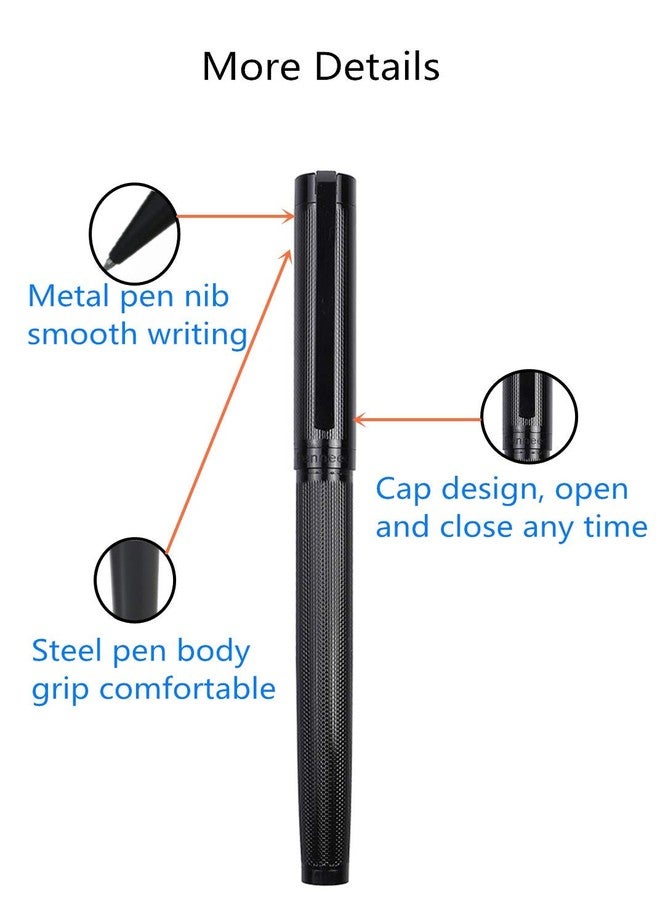 Penneed Pemmeed Rollerball Pen Liquid Ink Pens for Women Luxury Box Gel Pen Black Ink Fancy Pen Refillable for Executive Office,Professional,Birthday Nice Pens G8 (Black) - Image 2
