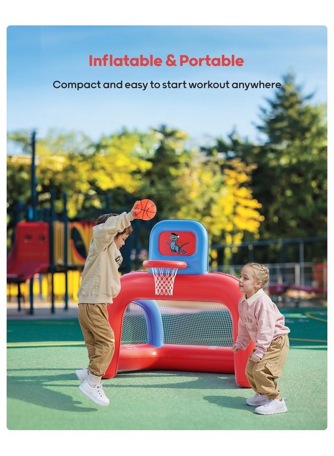 QPAU 2-in-1 Inflatable Toddler Basketball Hoop & Soccer Goal Set, Indoor Outdoor Sports Center Toys for Kids, Baby Toddlers Birthday Gift for 1 2 3 4 5 Year Old Boys Girls - Image 4