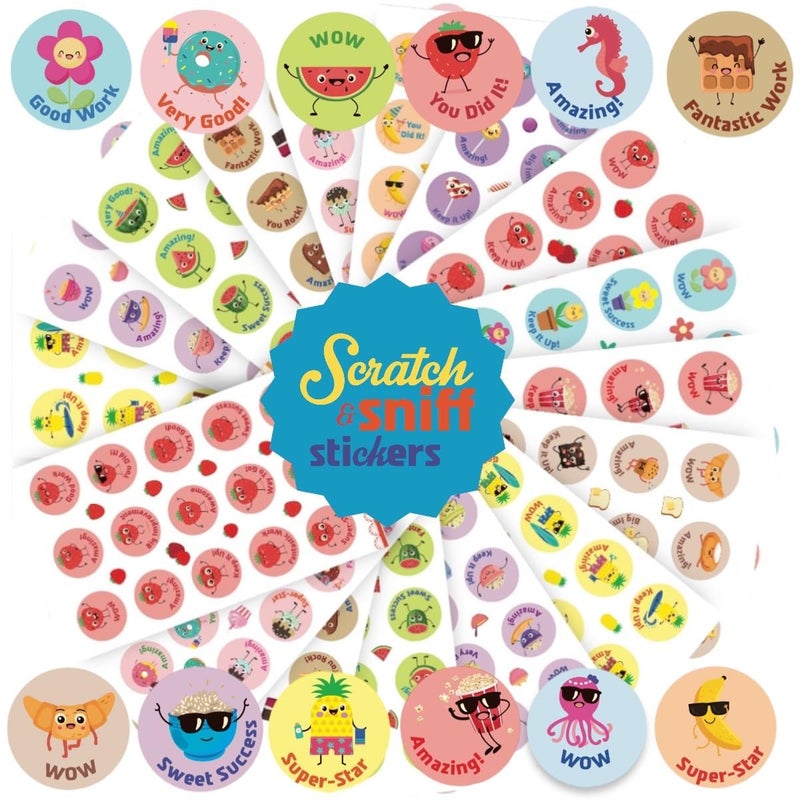 Joyful Artistry Scratch and Sniff Stickers - 24 Sheets Smelly Sticker Set Bulk,12 Different scents, Scented Motivational Teacher Stickers for Kids Classroom Rewards, Teachers Must Haves (360) - Image 1