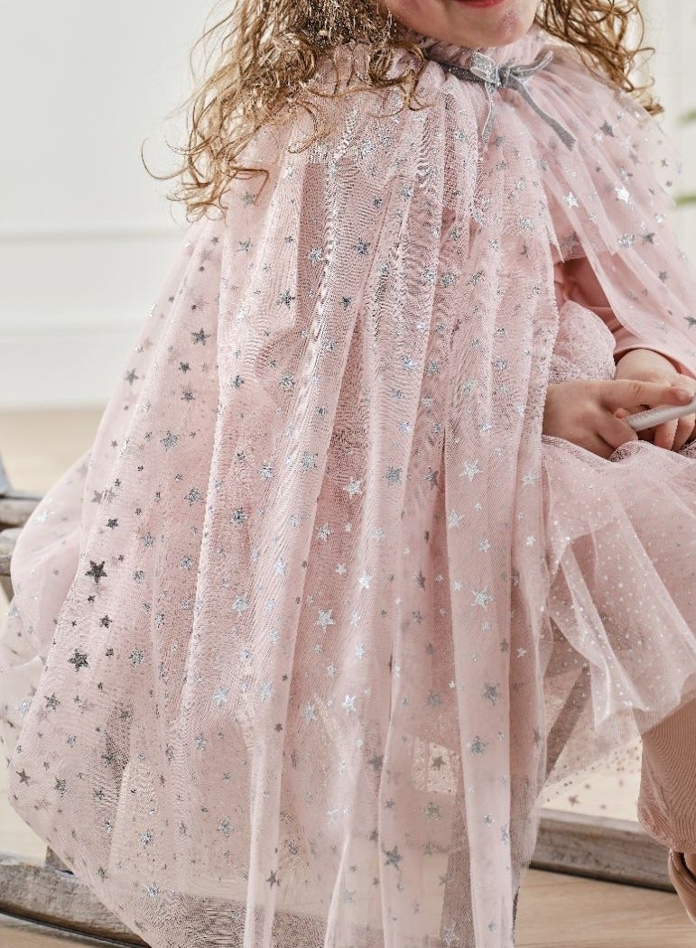 Ginger Ray Ginger Ray Blush Silver Star Cape for Kids - Magical Dress-Up Cape for Parties and Events One Size Fits Most Ages 3+ - Image 4