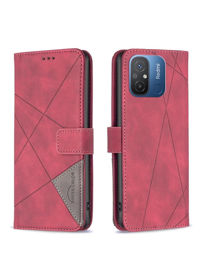 Case For Xiaomi Redmi 12C Magnetic Buckle Rhombus Texture Leather Phone Case