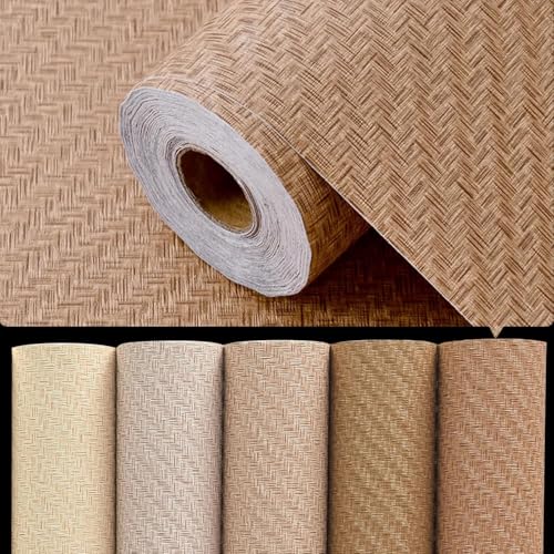 ELTON Textured Mesh Grasscloth Wallpaper, Peel and Stick Faux Linen, Waterproof Decorative Vinyl Film, Self Adhesive Contact Paper for Walls, Furniture, Kitchen Cabinets (Brown, 1.33 x 5 feet) - Image 2