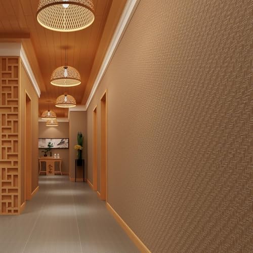 ELTON Textured Mesh Grasscloth Wallpaper, Peel and Stick Faux Linen, Waterproof Decorative Vinyl Film, Self Adhesive Contact Paper for Walls, Furniture, Kitchen Cabinets (Brown, 1.33 x 5 feet) - Image 4