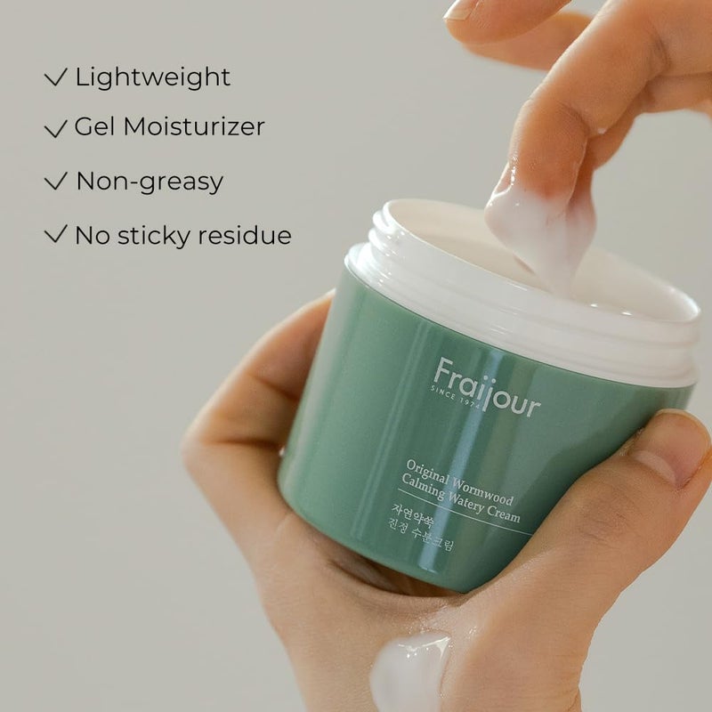 Fraijour Original Wormwood Calming Watery Cream â€“ Korean Lightweight Gel Moisturizer for Oily, Combination & Sensitive Skin, Hydrating Aloe & Squalane, Non-Greasy, Quick Absorbing, 3.38 oz. - Image 4