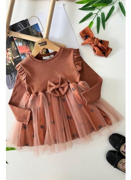 Miniğimin Cicileri My Little Ones' Tulle Polka Dot Girl's Dress - Cinnamon 