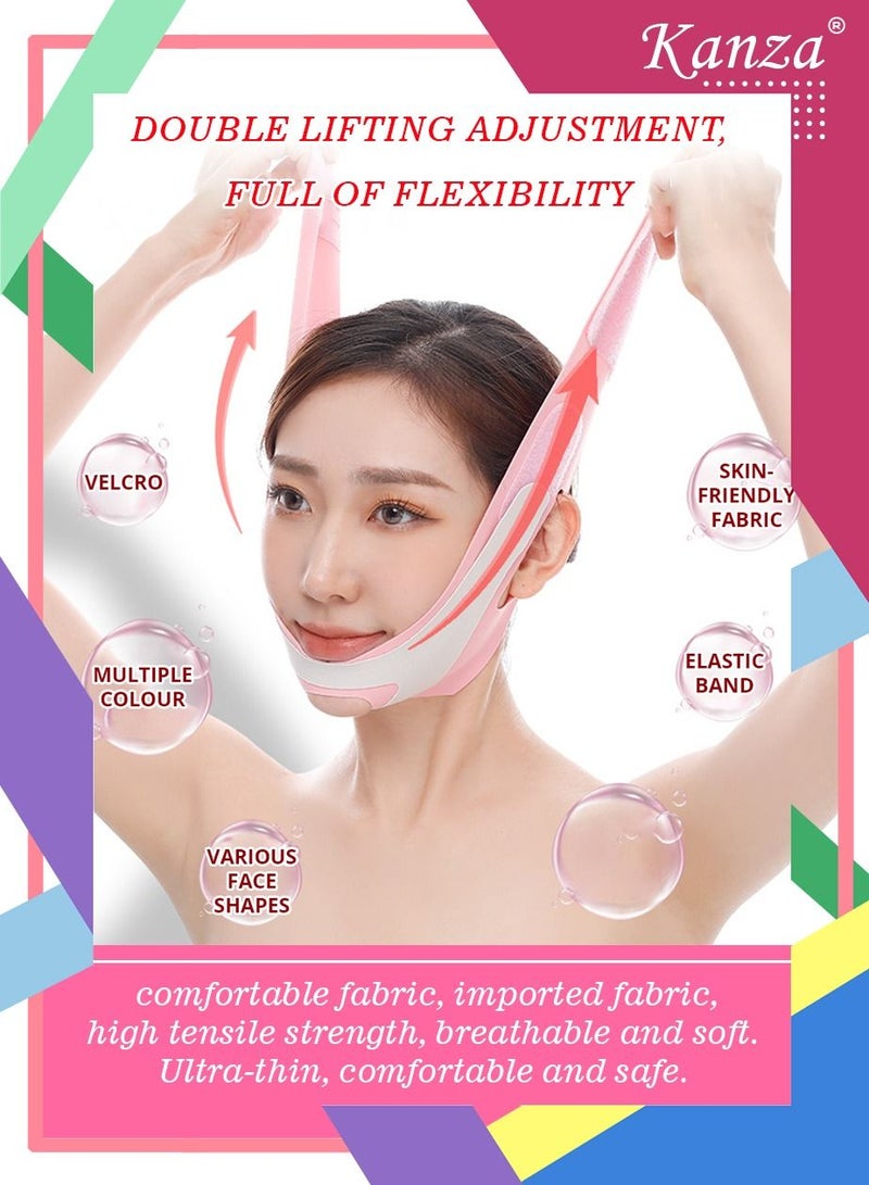 Kanza Double Chin Reducer Face Slimming Strap V Shaped Mask Eliminator Remover Tape Belt for women Anti - Wrinkle Face Mask Lifting Bandage for Shaggy Skin  - Image 4