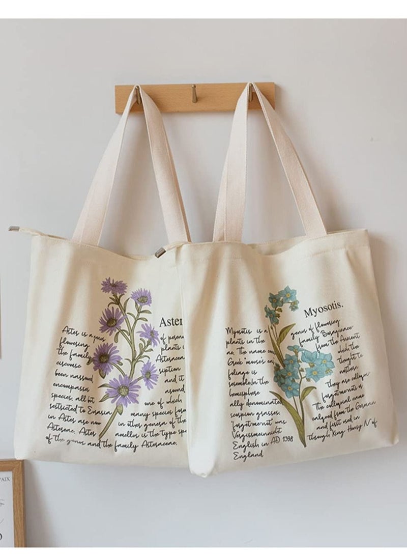 KASTWAVE Canvas Tote Bag Strap Reusable Grocery Shopping Cloth Bag Zip Tote Bag Women Eco-Friendly Tote Bag with Handle Washable Fashion Beach Tote Shoulder Bag Women Shopping, School  - Image 2