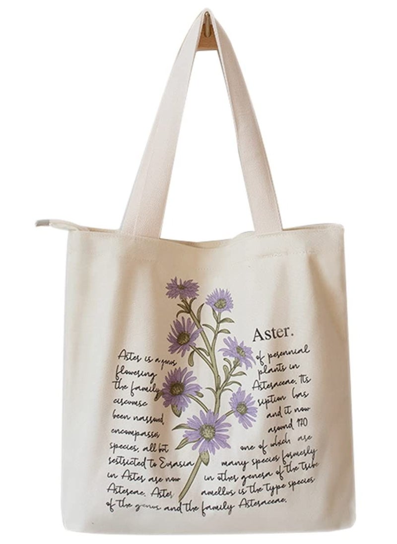 KASTWAVE Canvas Tote Bag Strap Reusable Grocery Shopping Cloth Bag Zip Tote Bag Women Eco-Friendly Tote Bag with Handle Washable Fashion Beach Tote Shoulder Bag Women Shopping, School  - Image 1