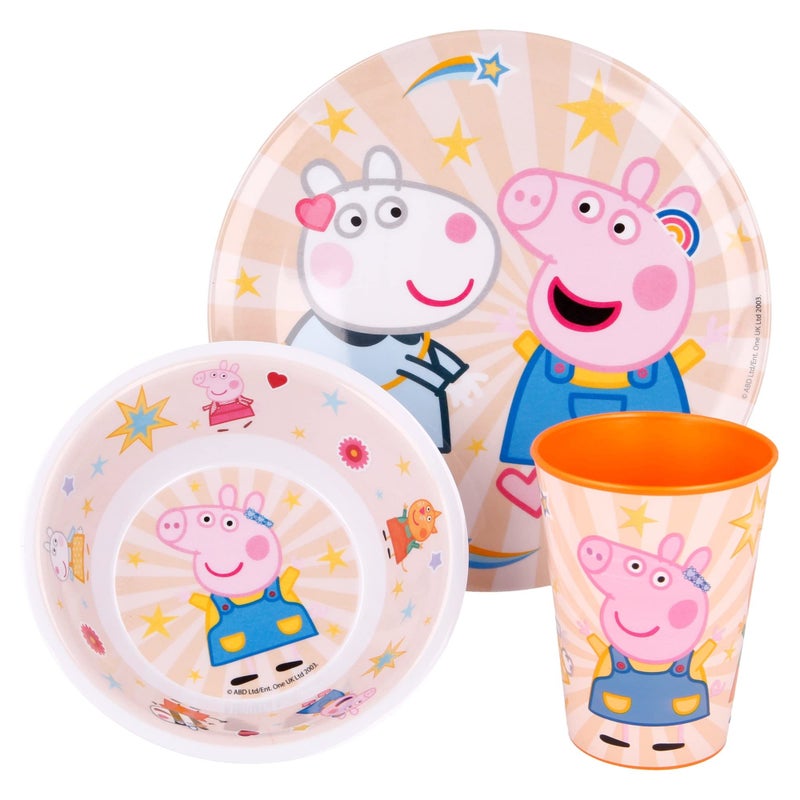 Stor 8412497412594Melamine Dinnerware 3Piece Set Without Border Peppa Pig Kindness Counts