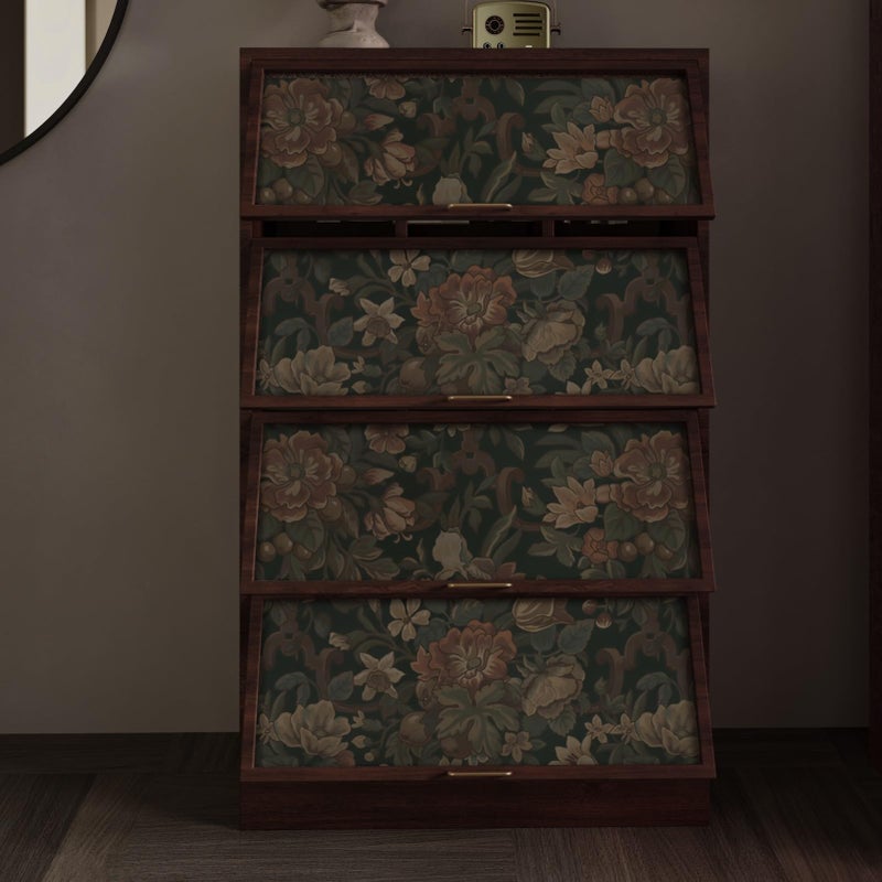 Dimoon Vintage Wallpaper Peel and Stick Dark Green Floral Wallpaper 16.1"x78.7"Flower Leaf Contact Paper for Bedroom Thicken Waterproof Self Adhesive Wall Paper Removable Shelf Liner Vinyl Roll - Image 5