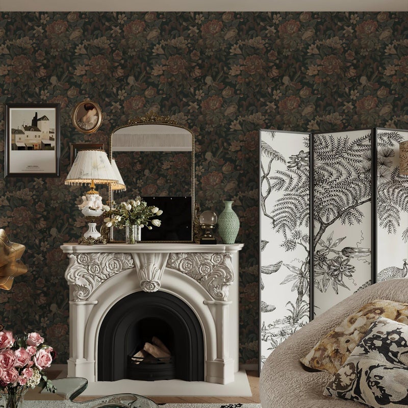 Dimoon Vintage Wallpaper Peel and Stick Dark Green Floral Wallpaper 16.1"x78.7"Flower Leaf Contact Paper for Bedroom Thicken Waterproof Self Adhesive Wall Paper Removable Shelf Liner Vinyl Roll - Image 4