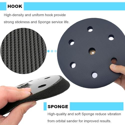 HDongany 2 Pack 9 inch 6 Hole Hook and Loop Replacement Backing Pad for Orbital Sander Drywall Sander for Wall Grinding Woodworking - Image 3