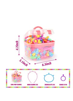SYOSI Pop Beads 500 Pcs DIY Jewelry Making Kit for Kids Stringless Cordless Pop Beads Girls Toys for DIY Bracelets Necklace Hairband and Rings Toy Arts Crafts  Ages 4  - Image 2