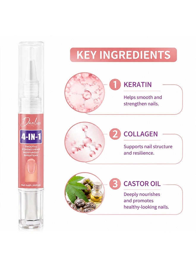 danliss 4-in-1, Smooths, Strengthens, Moisturizes, Brightens, Cuticle Oil Pen, Nail & Cuticle Care Oil for Dry, Cracked & Brittle Nails 5ml - Image 4