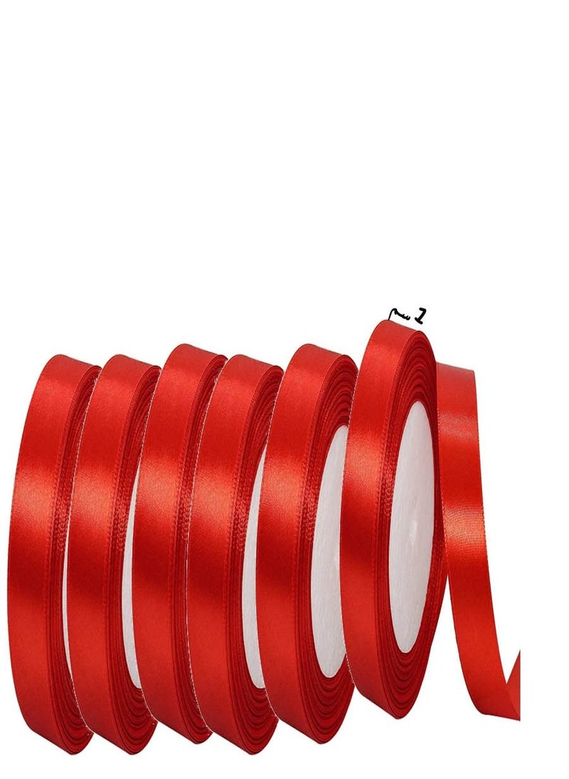 co arma - Set of 6 Red Satin Ribbons 1 cm 18 y - Image 1