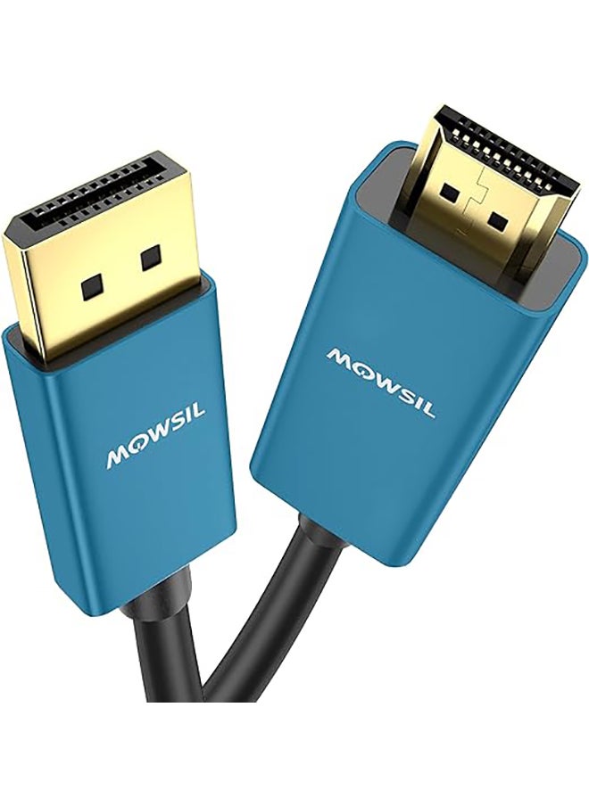 MOWSIL كابل HDMI إلى DP 4K بطول 3 أمتار، كابل DisplayPort إلى HDMI 4K بمعدل 60 هرتز، يدعم تقنية Eyefinity Multi-Display، موصل مطلي بالذهب وجسم من سبائك الألومنيوم  - Image 1