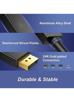 MOWSIL HDMI to DP 4K Cable 3Mtr, DisplayPort to HDMI 4K@60Hz Cable,Support Eyefinity Multi-Display, Gold-Plated Connector and Aluminum Alloy Body  - Image 3