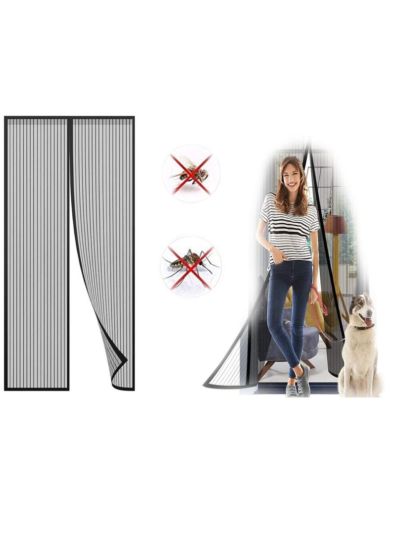 KASTWAVE Magnetic Fly Screen Door, Fly Insect Screen Door, Keeps Mosquitoes Insects Bugs Out, Size 100 x 210 cm, Black - Image 1