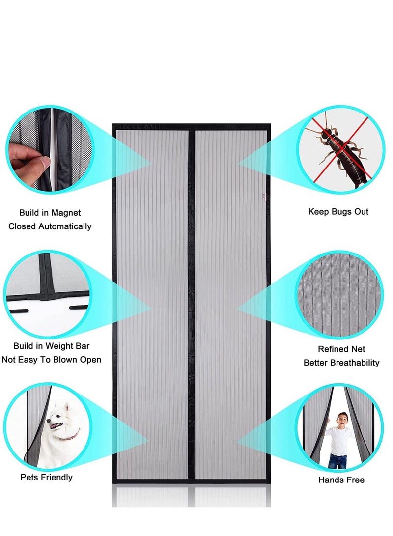 KASTWAVE Magnetic Fly Screen Door, Fly Insect Screen Door, Keeps Mosquitoes Insects Bugs Out, Size 100 x 210 cm, Black - Image 4