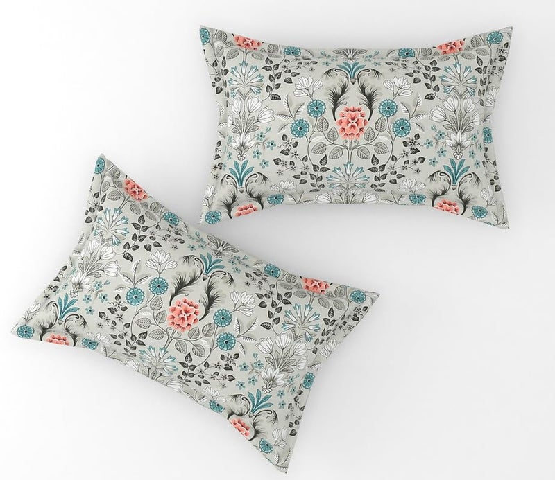 Furnofy 140 GSM Double Bedsheet with 2 Pillow Covers (90x100 Inches, Flat, White-Blue Flowers), Soft & Durable - Image 3