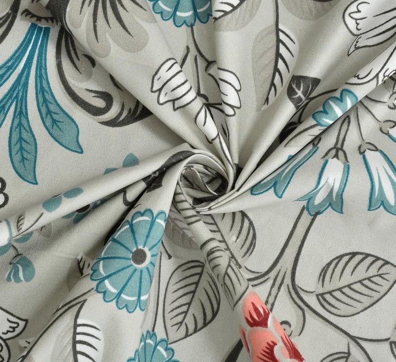 Furnofy 140 GSM Double Bedsheet with 2 Pillow Covers (90x100 Inches, Flat, White-Blue Flowers), Soft & Durable - Image 4