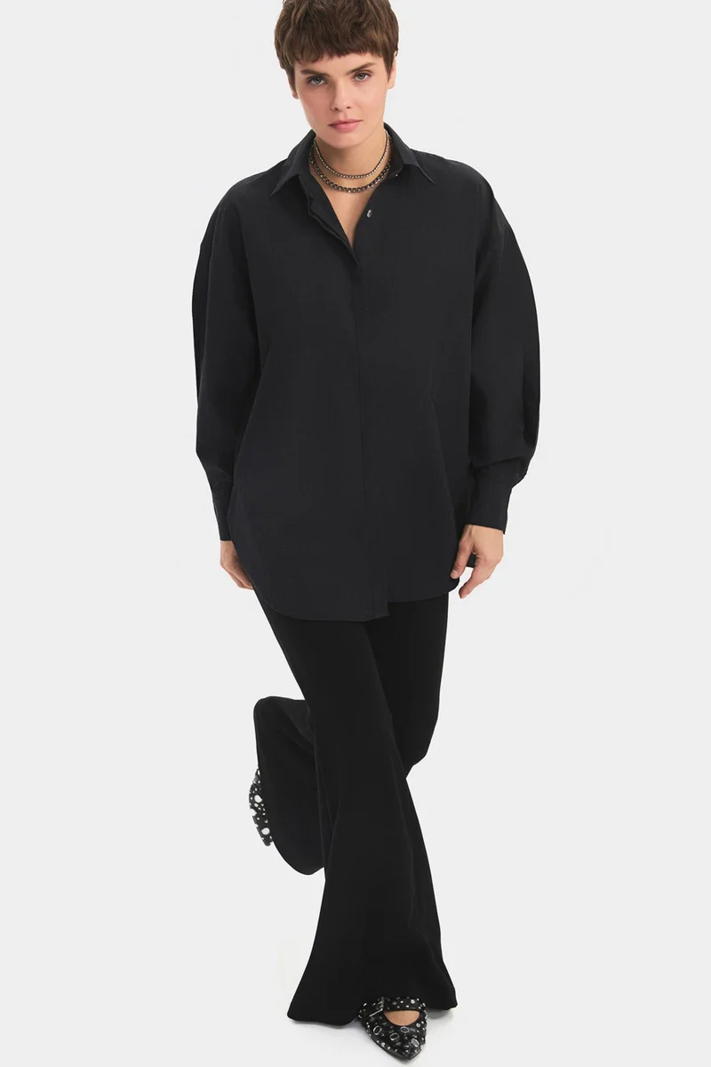 JUNE Women's Cotton Blend Oversize/Wide Pattern Shirt