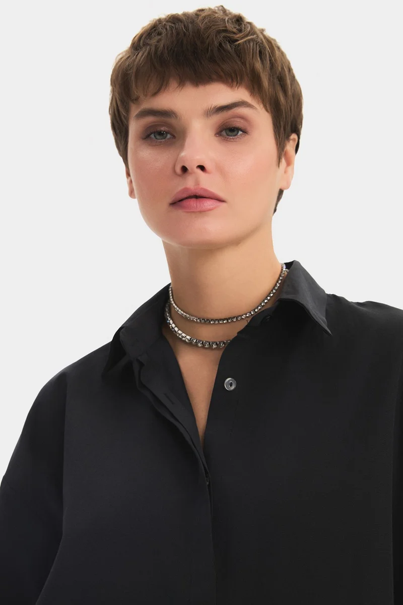 JUNE Women's Cotton Blend Oversize/Wide Pattern Shirt