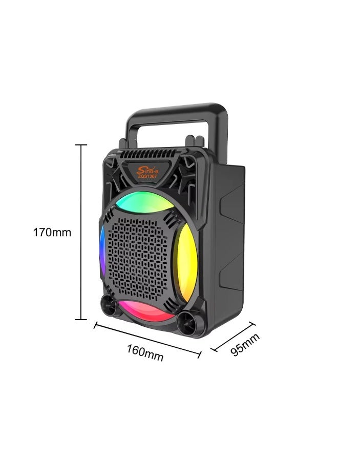 Portable Wireless Speaker ZQS1367 with Mic Black - Image 5