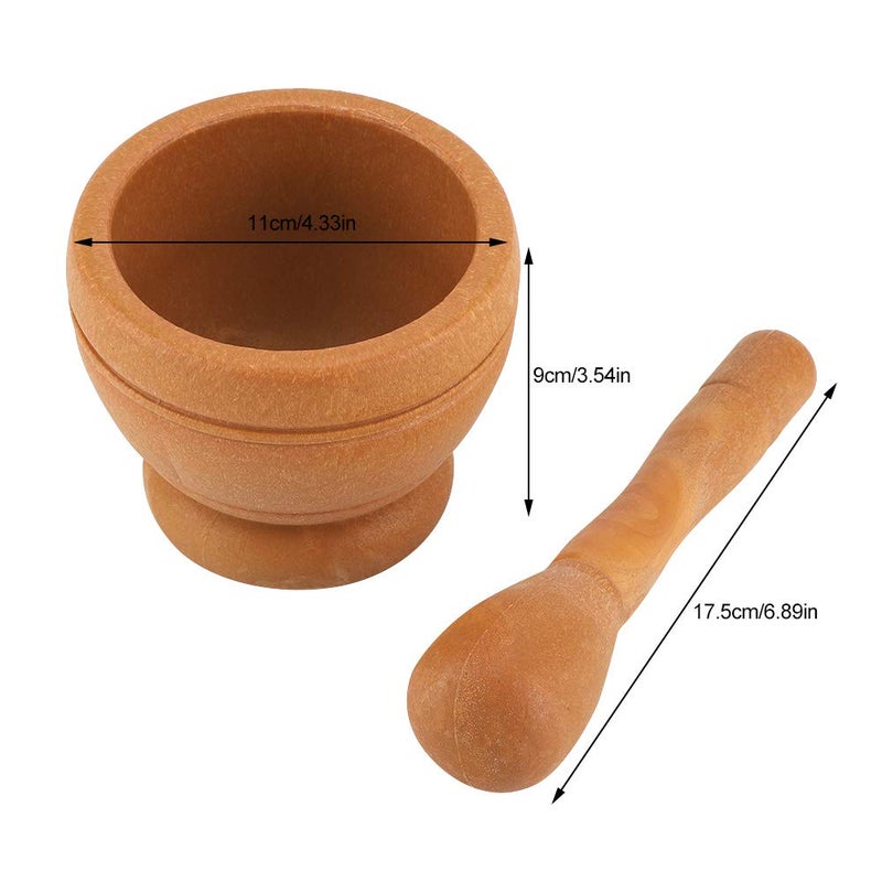 Fdit Grinding Bowl Kitchen Tool Manual Plastic Garlic Grinder for Mortar Pestle Set, Easily Crush Ginger, Ergonomic Pestle, Widely Used in Pharmacies (Wood Color) - Image 4