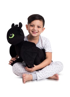 Franco Kids Bedding Super Soft Plush Cuddle Pillow Buddy, One Size, How To Train Your Dragon Toothless, Black  - Image 1