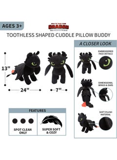 Franco Kids Bedding Super Soft Plush Cuddle Pillow Buddy, One Size, How To Train Your Dragon Toothless, Black  - Image 4