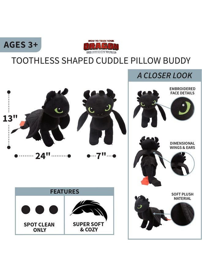 Franco - Kids Bedding Super Soft Plush Cuddle Pillow Buddy, One Size, How To Train Your Dragon Toothless, Black - Image 1