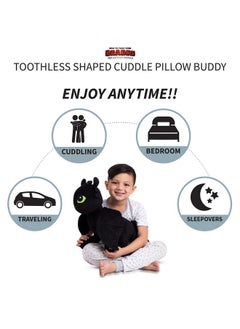 Franco Kids Bedding Super Soft Plush Cuddle Pillow Buddy, One Size, How To Train Your Dragon Toothless, Black  - Image 3