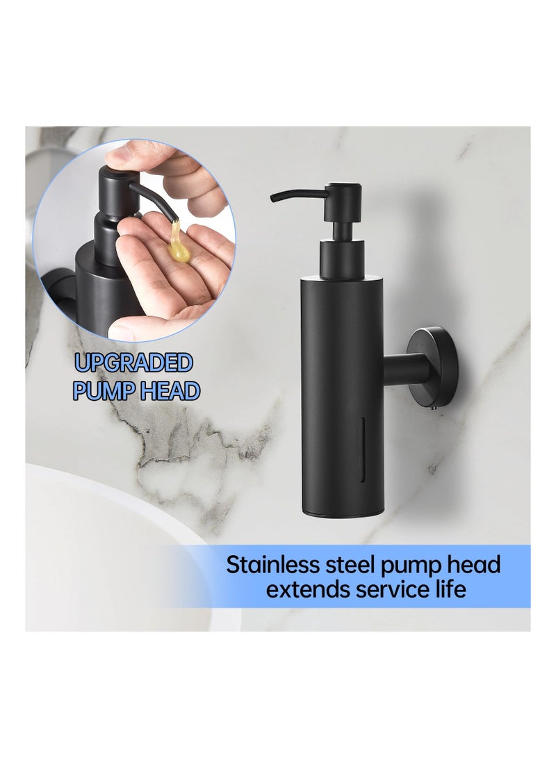 SYOSI موزع صابون مثبت على الحائط، موزع صابون للاستحمام قابل لإعادة التعبئة، موزع صابون بمضخة من الفولاذ المقاوم للصدأ مع بطانة مقاومة للتآكل، موزع صابون أسود مثبت على الحائط لحمام المطبخ وحوض الصحون - Image 5