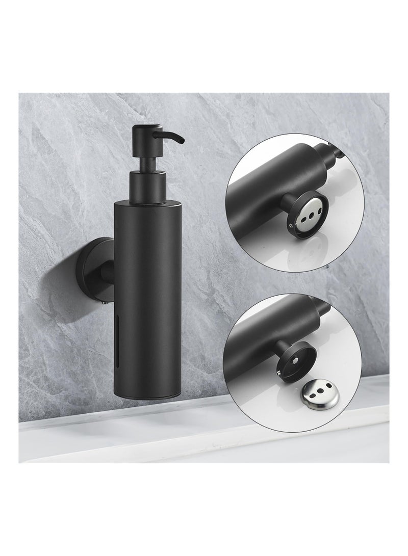 SYOSI موزع صابون مثبت على الحائط، موزع صابون للاستحمام قابل لإعادة التعبئة، موزع صابون بمضخة من الفولاذ المقاوم للصدأ مع بطانة مقاومة للتآكل، موزع صابون أسود مثبت على الحائط لحمام المطبخ وحوض الصحون - Image 2