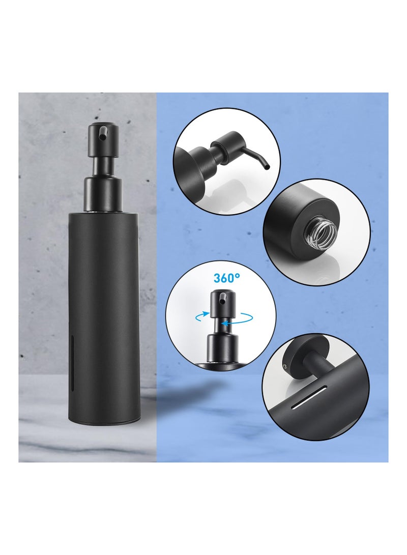 SYOSI موزع صابون مثبت على الحائط، موزع صابون للاستحمام قابل لإعادة التعبئة، موزع صابون بمضخة من الفولاذ المقاوم للصدأ مع بطانة مقاومة للتآكل، موزع صابون أسود مثبت على الحائط لحمام المطبخ وحوض الصحون - Image 3