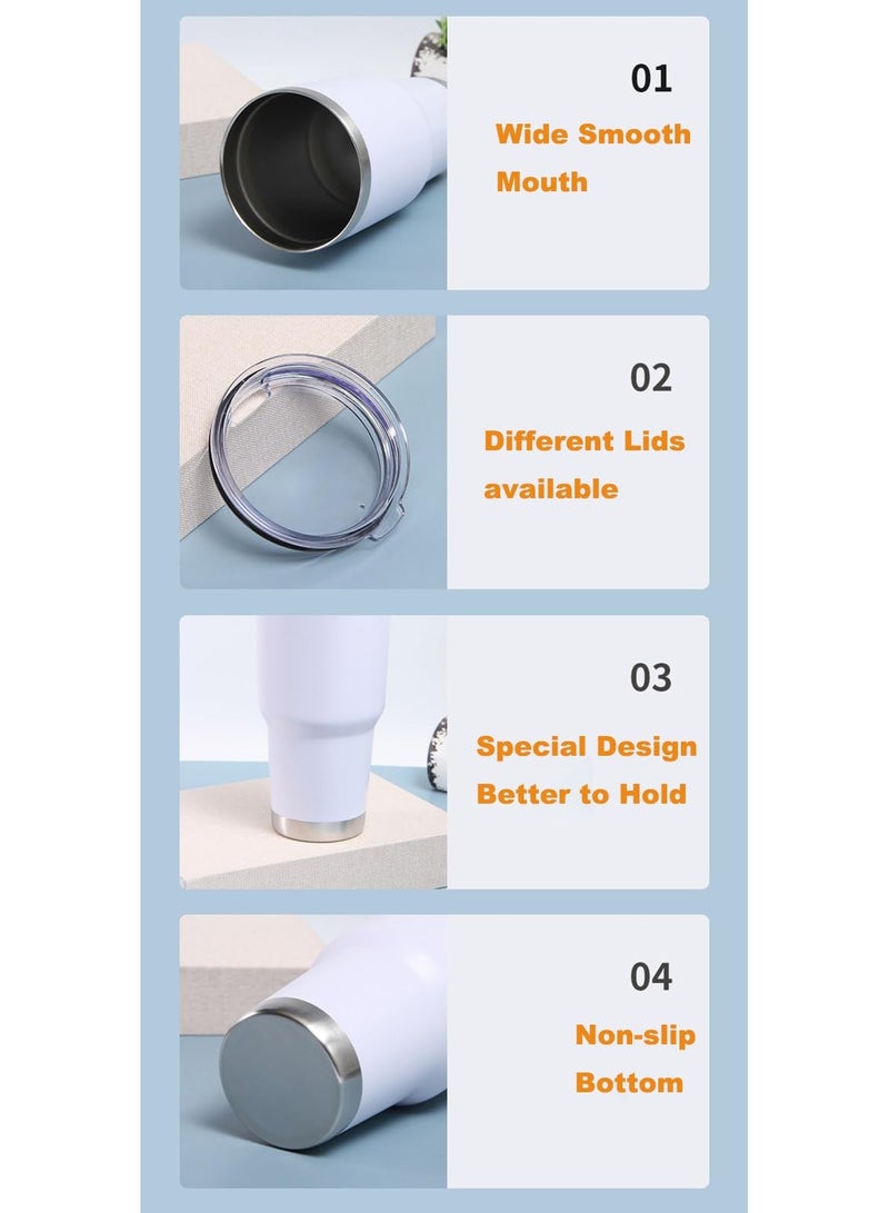 VIO 30OZ Stainless Steel Insulated Travel Mug 890ML Vacuum Double Wall Thermos Cup for Hot Cold Drinks Portable Sports Water Bottle with Handle Straw Tumbler Ideal for Car Gym Outdoor Activities - Image 2