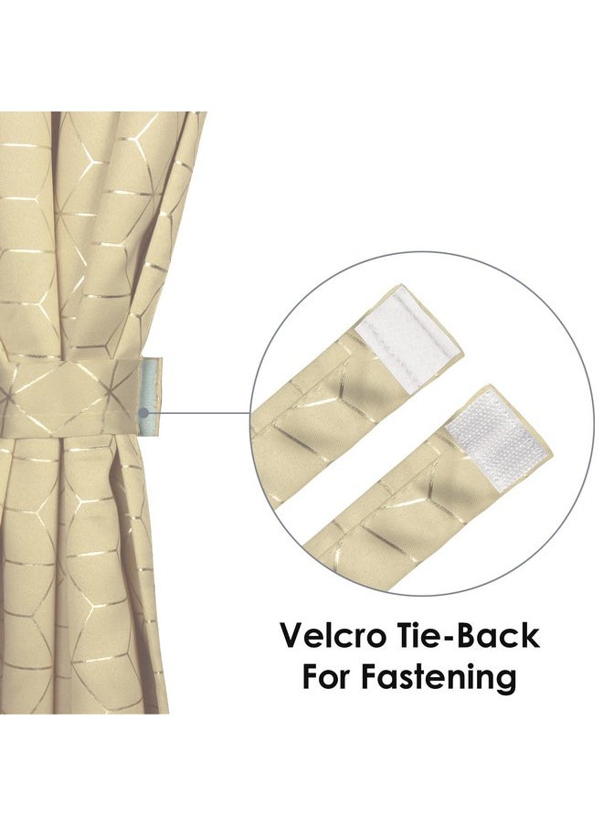 Story@Home Story@Home Blackout Long Door Curtains 9 Feet Set of 2 | Hexagon Design Long Door Curtain | Thermal Insulated Curtains | Room Darkening Curtains | Curtains for Living Room | (116 x 275 cm, Beige) | Hexagon  - Image 5