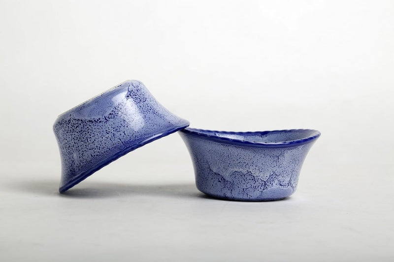 Caffeine Caffeine Ceramic Handmade Blue Crackle Dining Bowl Set of 6 - Image 5