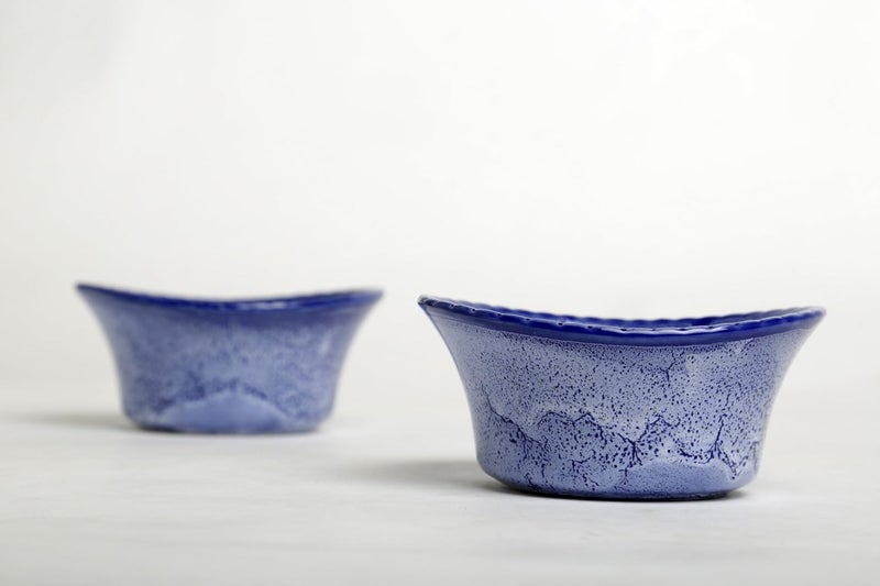 Caffeine Caffeine Ceramic Handmade Blue Crackle Dining Bowl Set of 6 - Image 4
