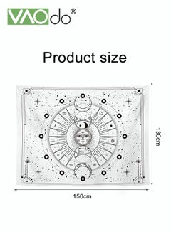 VAOdo Sun and Moon Tapestry Short Fluff Home Decoration Hemming Design High Color Fastness Wall Hanging Blanket 150*130CM White  - Image 4
