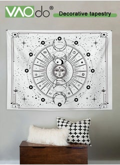 VAOdo Sun and Moon Tapestry Short Fluff Home Decoration Hemming Design High Color Fastness Wall Hanging Blanket 150*130CM White  - Image 1