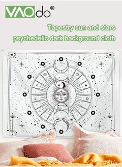 VAOdo Sun and Moon Tapestry Short Fluff Home Decoration Hemming Design High Color Fastness Wall Hanging Blanket 150*130CM White  - Image 2