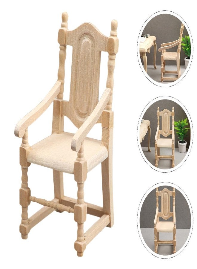 هيموتون كرسي هيموتون المصغر، كرسي بذراعين خشبي، أثاث بيت الدمية المصغر، ديكور سطح بيت الدمية، أثاث مصغر، أثاث صغير، كرسي عتيق - Image 4