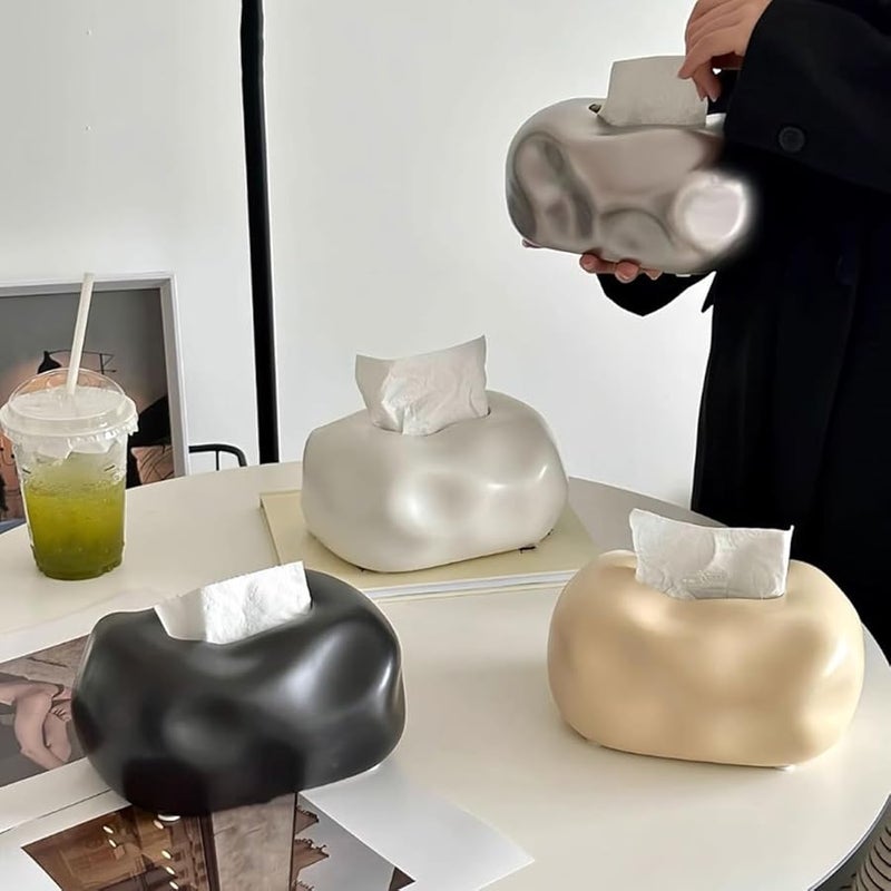 Black Ceramic Tissue Box Holder Living Room Dining Table Napkin Storage Case - Image 4