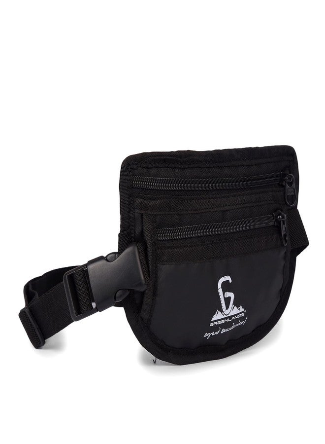 Greenlands Travel & Hiking Zip Waist Pouch with Adjustable Belt | Secure Storage for Documents, Money & Phone | Ideal for Unisex (Black) - Image 2