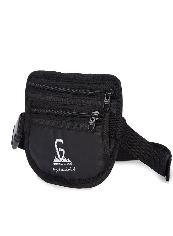 Greenlands Travel & Hiking Zip Waist Pouch with Adjustable Belt | Secure Storage for Documents, Money & Phone | Ideal for Unisex (Black) - Image 3