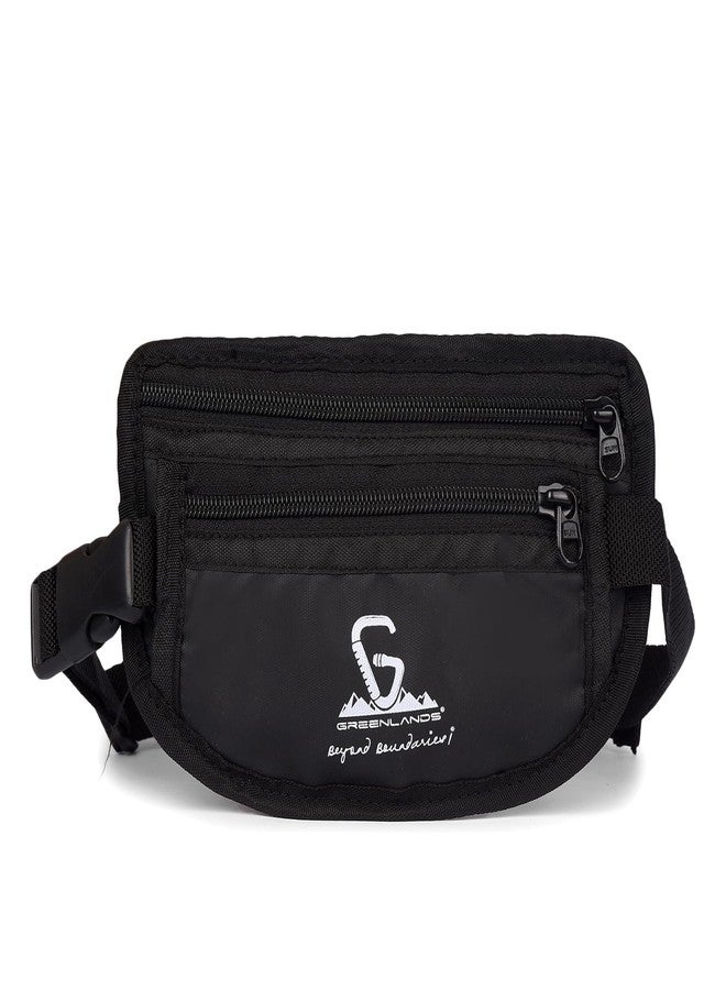 Greenlands Travel & Hiking Zip Waist Pouch with Adjustable Belt | Secure Storage for Documents, Money & Phone | Ideal for Unisex (Black) - Image 1
