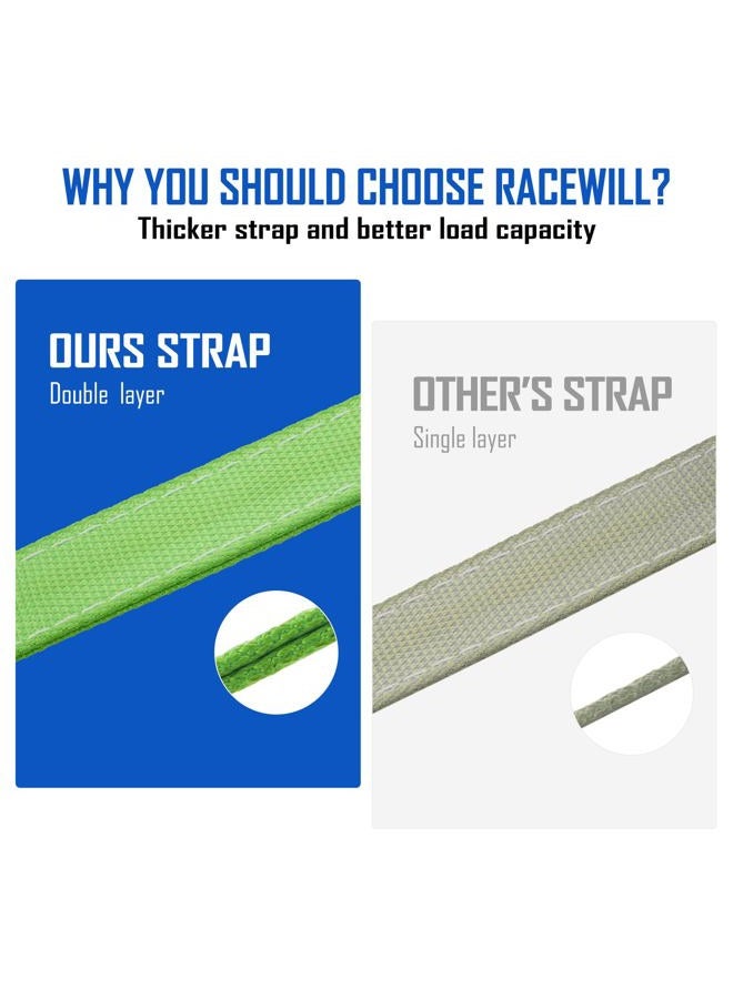 Racewill V-Bridle Strap 2" x 4' w/Snap Hooks/Cordura Sleeve and Axle Strap, D Ring Middle, 4700 lbs Capacity Heavy-Duty Tow Straps for UTV ATV Truck Car Tractor SUV - Image 2
